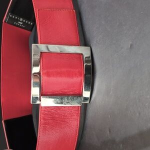 Suzi Roher Women's Red Stretch Belt With Metal Buckle,Size S.
